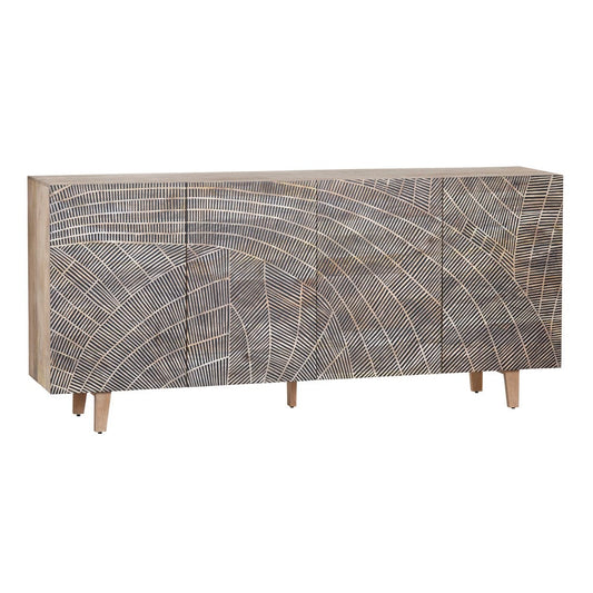 Crestview Collection - 79 in. Brown Solid Wood 4 Door Media Credenza / Sideboard - CVFNR4551 view 1