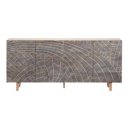 Crestview Collection - 79 in. Brown Solid Wood 4 Door Media Credenza / Sideboard - CVFNR4551 view 2