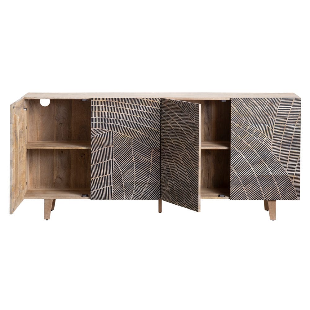 Crestview Collection - 79 in. Brown Solid Wood 4 Door Media Credenza / Sideboard - CVFNR4551 view 3