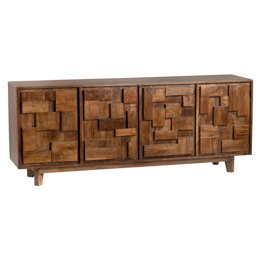 Crestview Collection - 79 in. Brown Solid Wood 4 Door Media Credenza / Sideboard - CVFNR4567 view 1