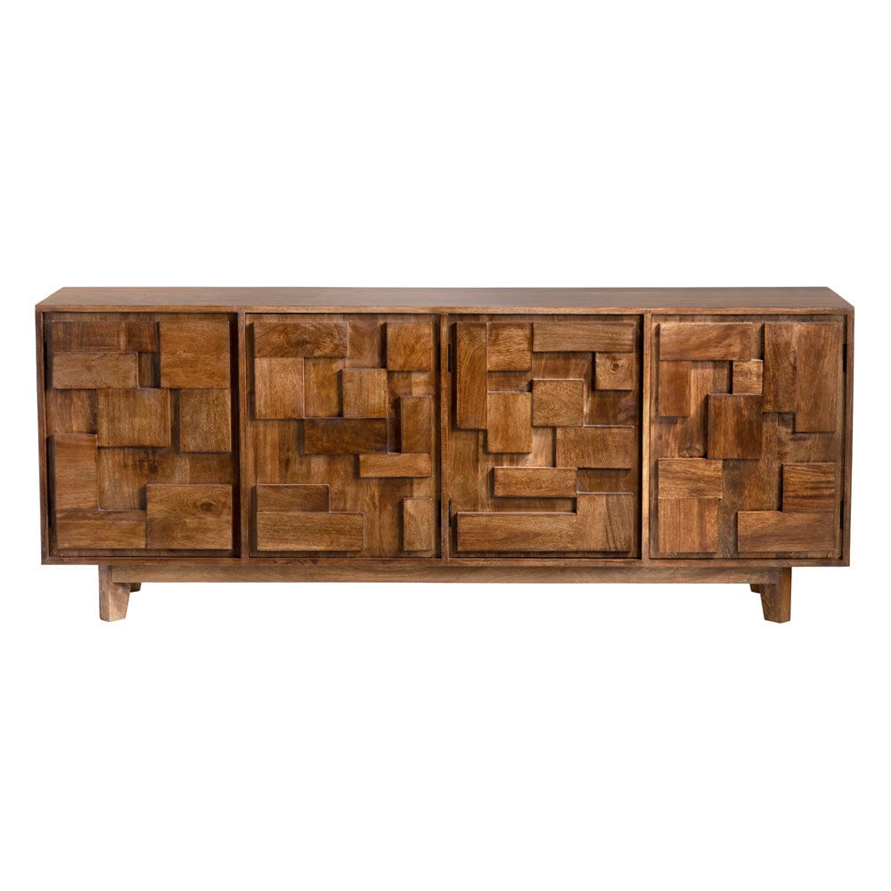 Crestview Collection - 79 in. Brown Solid Wood 4 Door Media Credenza / Sideboard - CVFNR4567 view 2