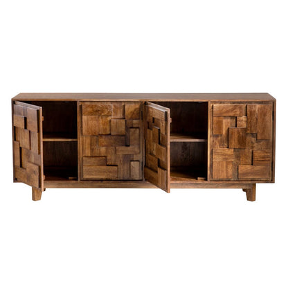 Crestview Collection - 79 in. Brown Solid Wood 4 Door Media Credenza / Sideboard - CVFNR4567 view 3