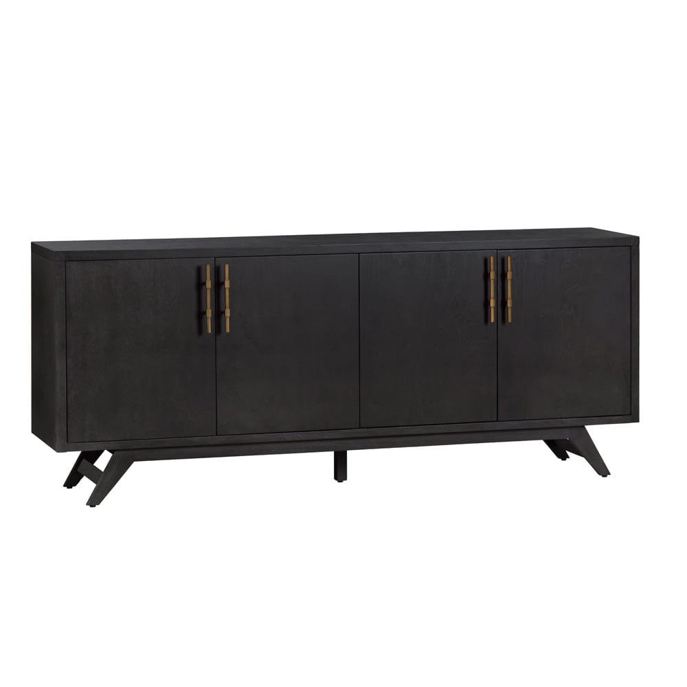 Crestview Collection - 80 in. Black Solid Wood 4 Door Media Credenza / Sideboard - CVFDR1044 view 1
