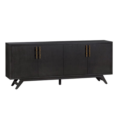 Crestview Collection - 80 in. Black Solid Wood 4 Door Media Credenza / Sideboard - CVFDR1044 view 1