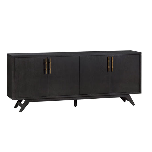 Crestview Collection - 80 in. Black Solid Wood 4 Door Media Credenza / Sideboard - CVFDR1044 view 1