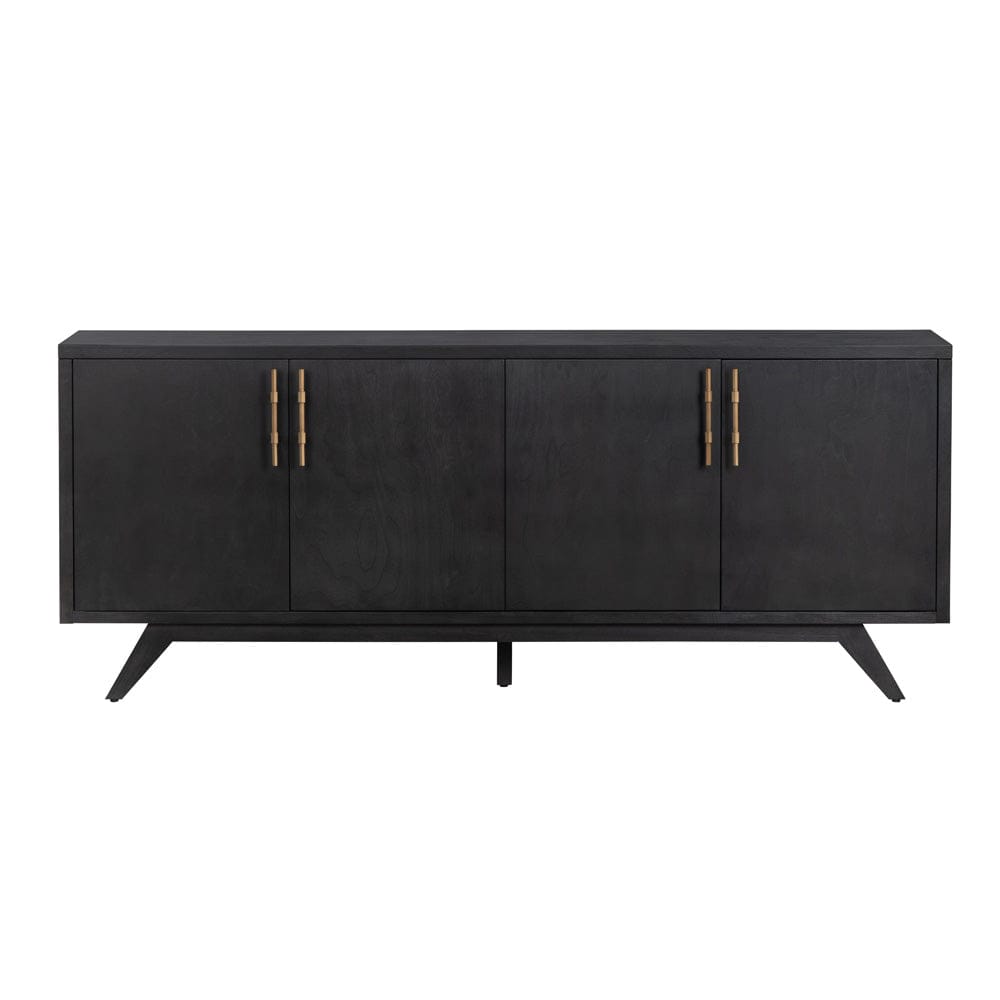 Crestview Collection - 80 in. Black Solid Wood 4 Door Media Credenza / Sideboard - CVFDR1044 view 2