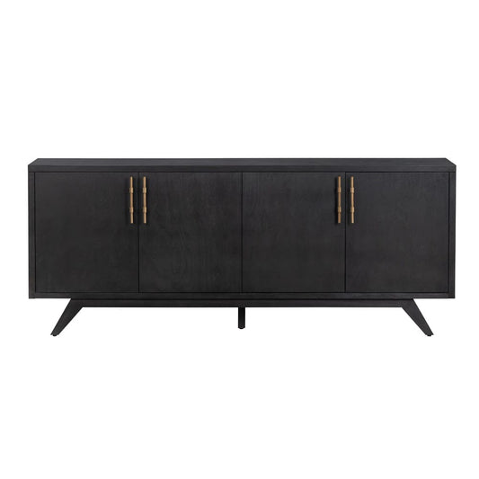 Crestview Collection - 80 in. Black Solid Wood 4 Door Media Credenza / Sideboard - CVFDR1044 view 2