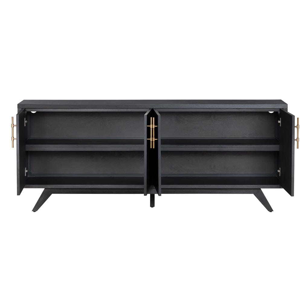 Crestview Collection - 80 in. Black Solid Wood 4 Door Media Credenza / Sideboard - CVFDR1044 view 3