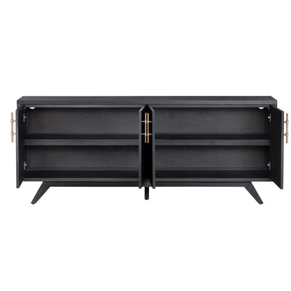 Crestview Collection - 80 in. Black Solid Wood 4 Door Media Credenza / Sideboard - CVFDR1044 view 3