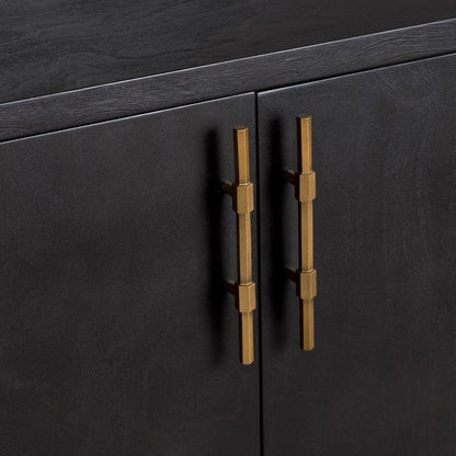 Crestview Collection - 80 in. Black Solid Wood 4 Door Media Credenza / Sideboard - CVFDR1044 view 4