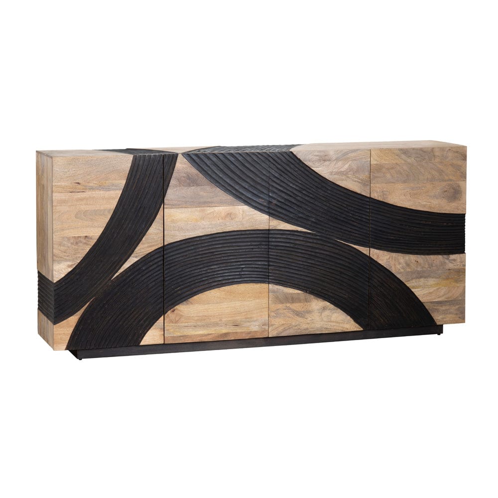 Crestview Collection - 80 in. Brown Solid Wood 4 Door Media Credenza / Sideboard - CVFNR4593 view 1