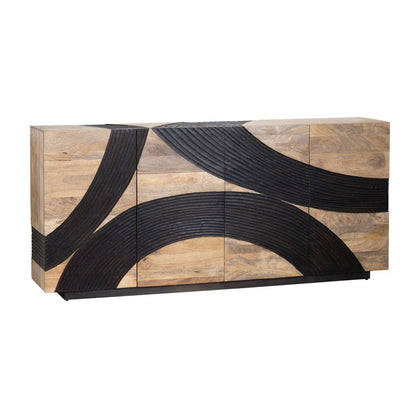 Crestview Collection - 80 in. Brown Solid Wood 4 Door Media Credenza / Sideboard - CVFNR4593 view 1