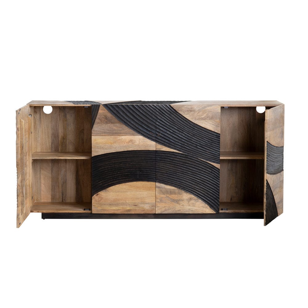 Crestview Collection - 80 in. Brown Solid Wood 4 Door Media Credenza / Sideboard - CVFNR4593 view 3