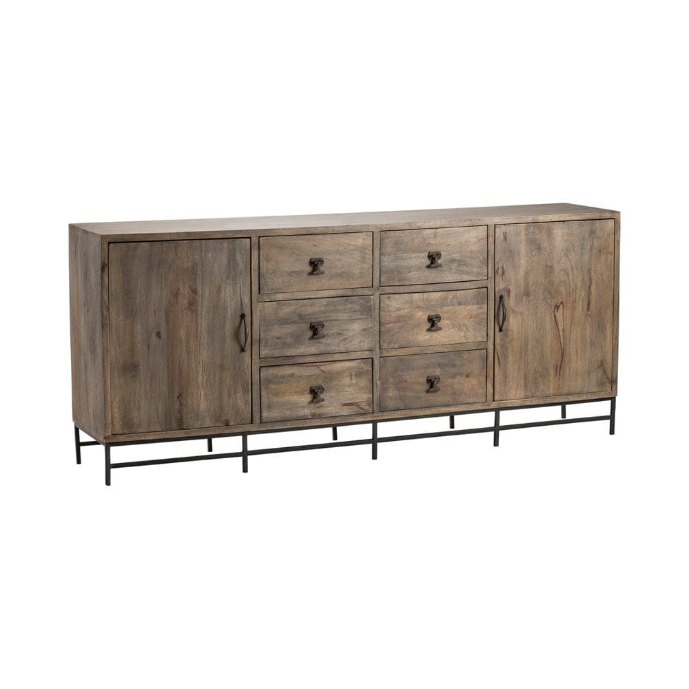 Crestview Collection - 80 in. Brown Solid Wood 6 Drawer 2 Door Media Credenza / Sideboard - CVFNR552 view 1