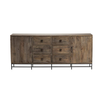 Crestview Collection - 80 in. Brown Solid Wood 6 Drawer 2 Door Media Credenza / Sideboard - CVFNR552 view 2