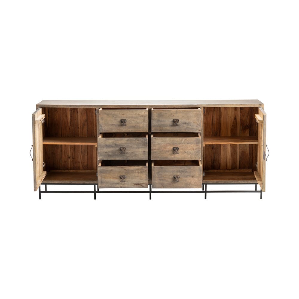 Crestview Collection - 80 in. Brown Solid Wood 6 Drawer 2 Door Media Credenza / Sideboard - CVFNR552 view 4