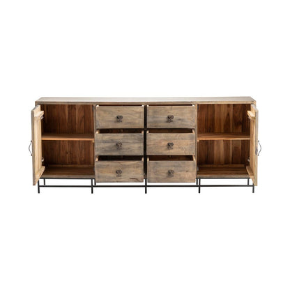 Crestview Collection - 80 in. Brown Solid Wood 6 Drawer 2 Door Media Credenza / Sideboard - CVFNR552 view 4