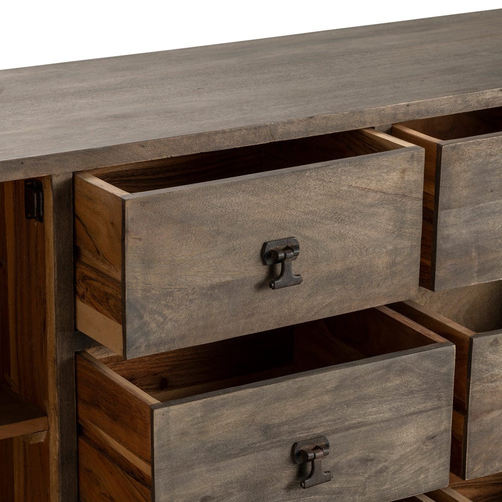 Crestview Collection - 80 in. Brown Solid Wood 6 Drawer 2 Door Media Credenza / Sideboard - CVFNR552 view 5