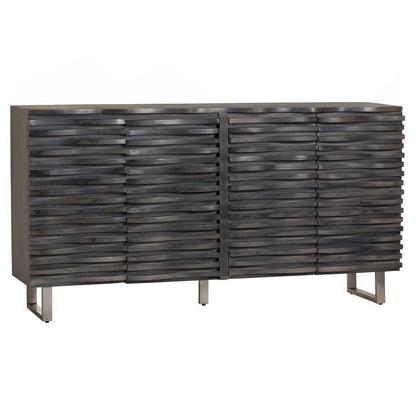 Crestview Collection - 80 in. Gray Solid Wood 4 Door Media Credenza / Sideboard - CVFNR605 view 1