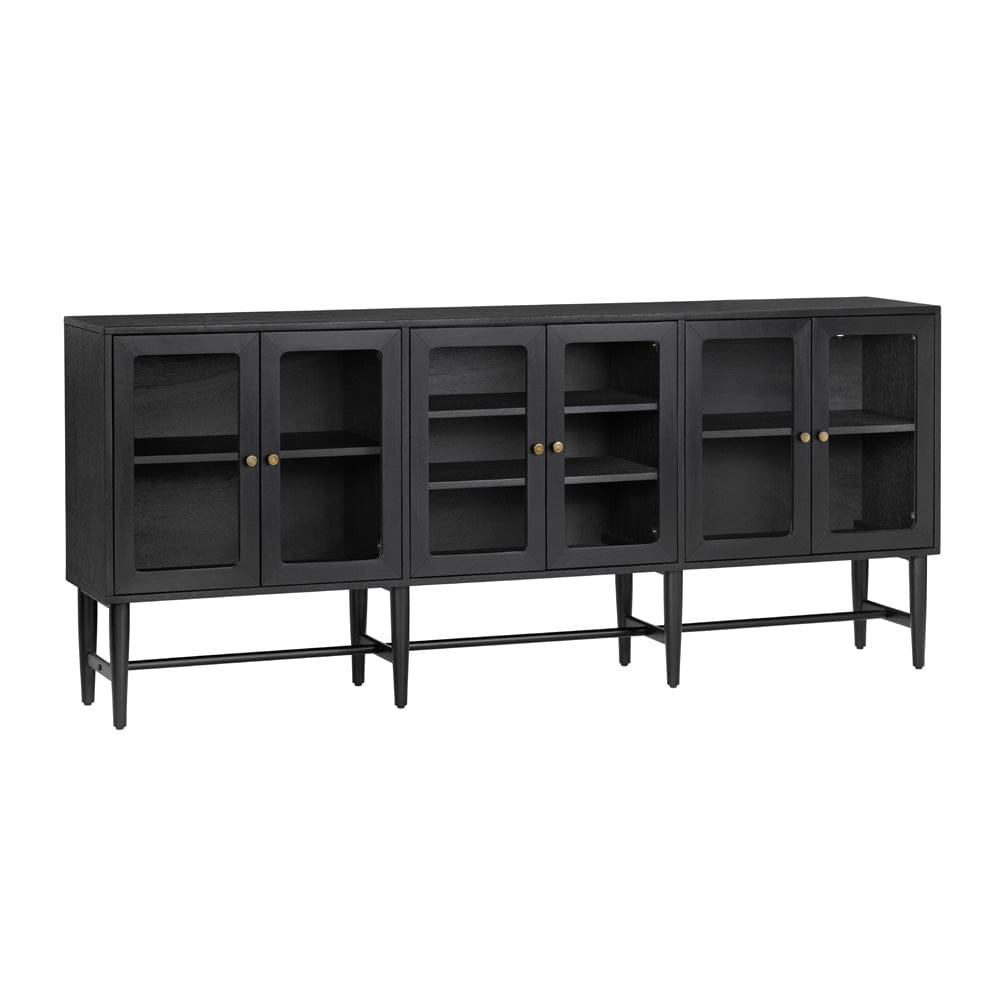 Crestview Collection - 89.2 in. Black Solid Wood 6 Door Media Credenza / Sideboard - CVFDR1339 view 1