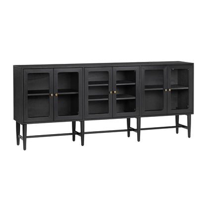 Crestview Collection - 89.2 in. Black Solid Wood 6 Door Media Credenza / Sideboard - CVFDR1339 view 1