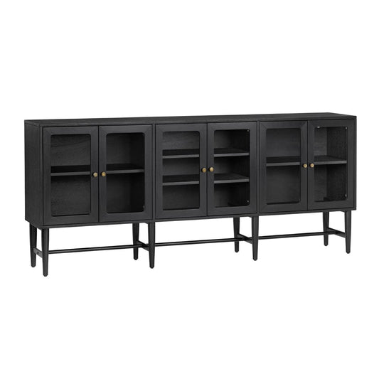Crestview Collection - 89.2 in. Black Solid Wood 6 Door Media Credenza / Sideboard - CVFDR1339 view 1