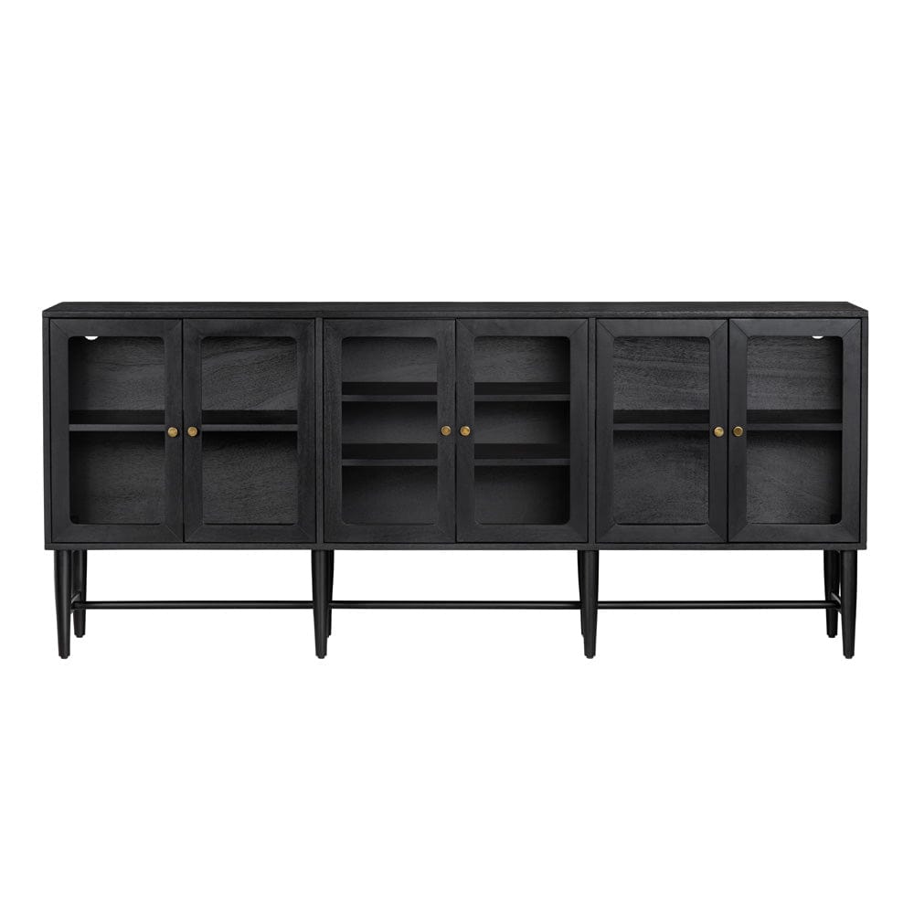 Crestview Collection - 89.2 in. Black Solid Wood 6 Door Media Credenza / Sideboard - CVFDR1339 view 2