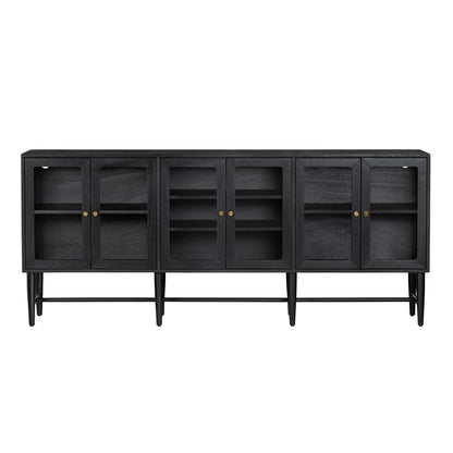 Crestview Collection - 89.2 in. Black Solid Wood 6 Door Media Credenza / Sideboard - CVFDR1339 view 2