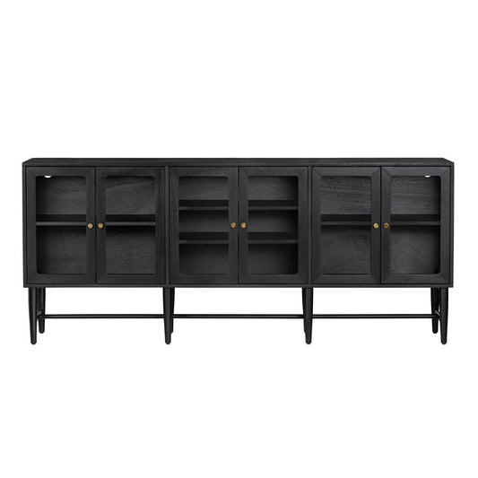 Crestview Collection - 89.2 in. Black Solid Wood 6 Door Media Credenza / Sideboard - CVFDR1339 view 2