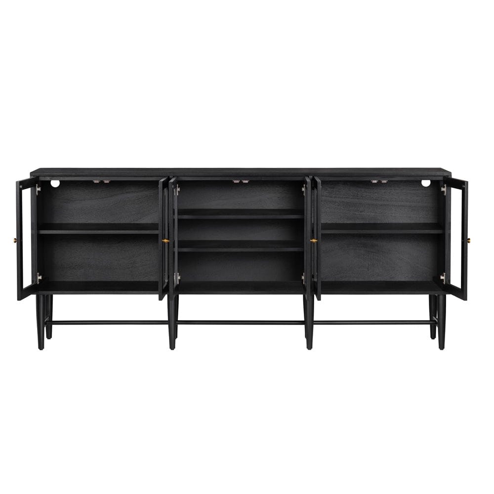Crestview Collection - 89.2 in. Black Solid Wood 6 Door Media Credenza / Sideboard - CVFDR1339 view 3