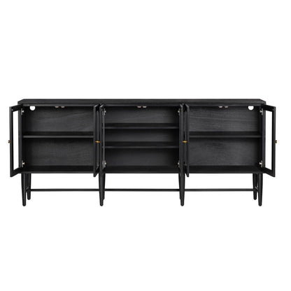 Crestview Collection - 89.2 in. Black Solid Wood 6 Door Media Credenza / Sideboard - CVFDR1339 view 3