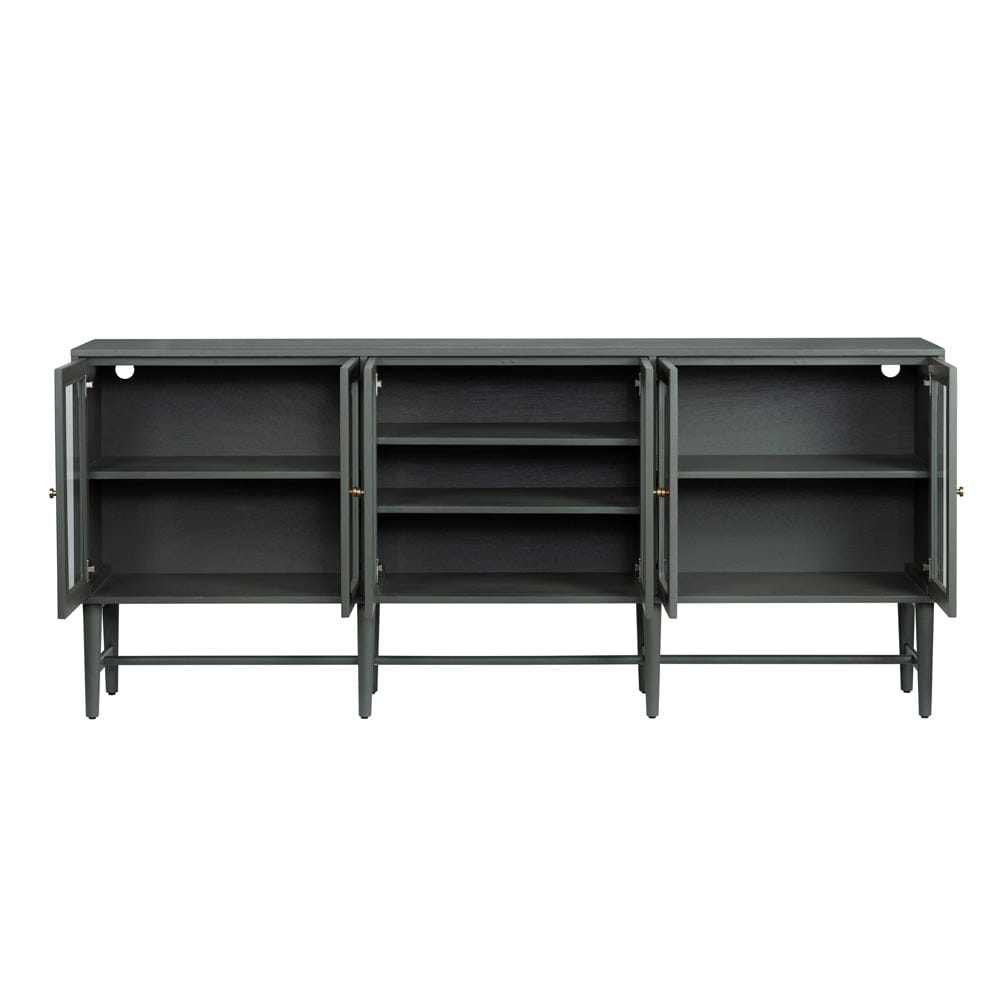 Crestview Collection - 89.2 in. Green Solid Wood 6 Door Media Credenza / Sideboard - CVFDR1177 view 3