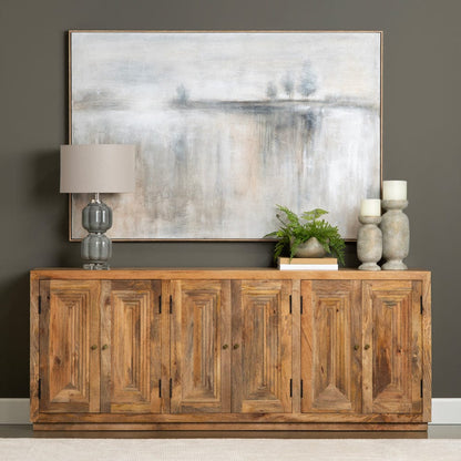 Crestview Collection - 90 in. Brown Solid Wood 6 Door Media Credenza / Sideboard - CVFNR5239 view 5