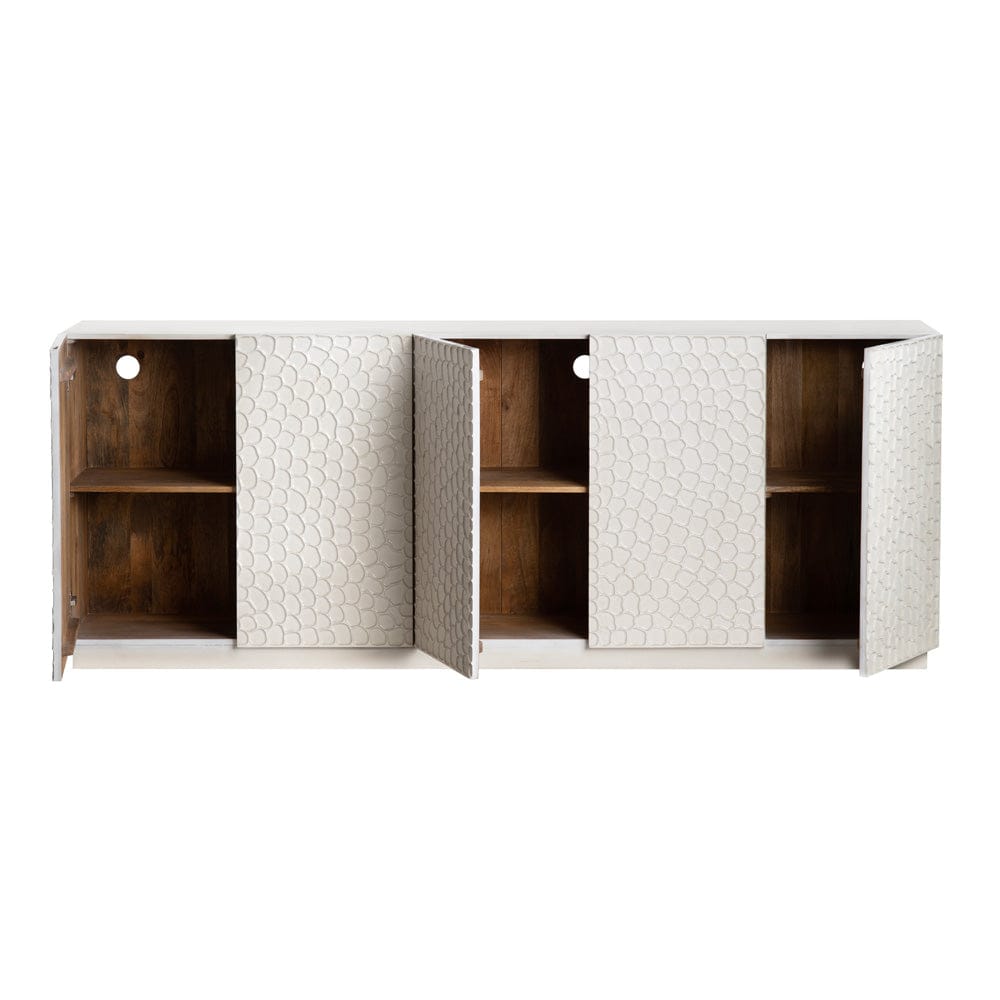 Crestview Collection - 90 in. White Solid Wood 6 Door Media Credenza / Sideboard - CVFNR4515 view 3