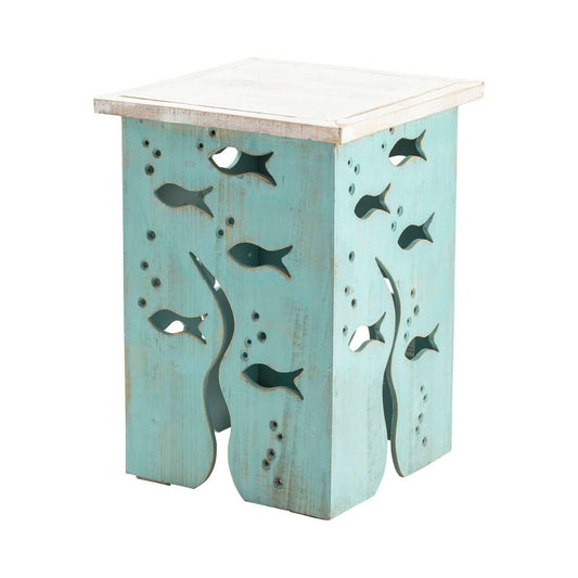 Crestview Collection - Aquarium Seafoam and Whitewash Square Accent Table - CVFZR4529 veiw 1