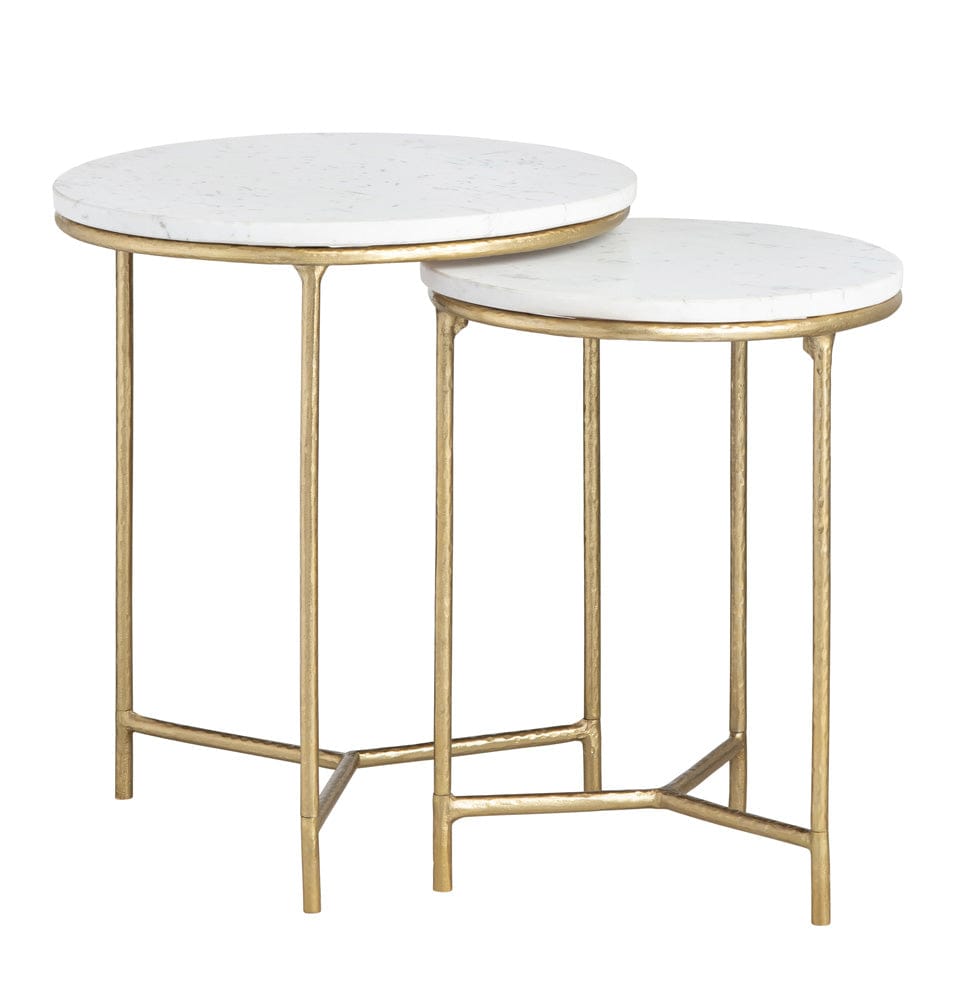 Crestview Collection - Athens 2 Piece Round White Marble Accent Nesting Tables Set - CVFNR4509 view 1
