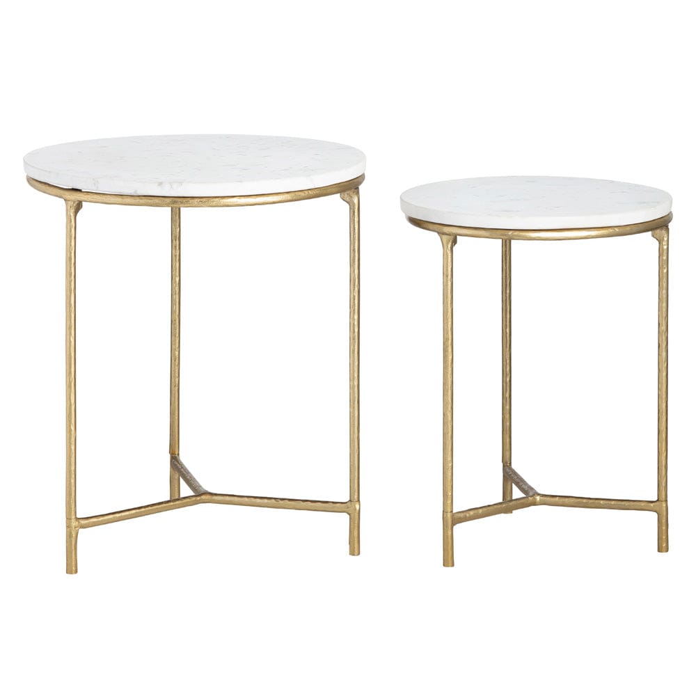 Crestview Collection - Athens 2 Piece Round White Marble Accent Nesting Tables Set - CVFNR4509 view 2