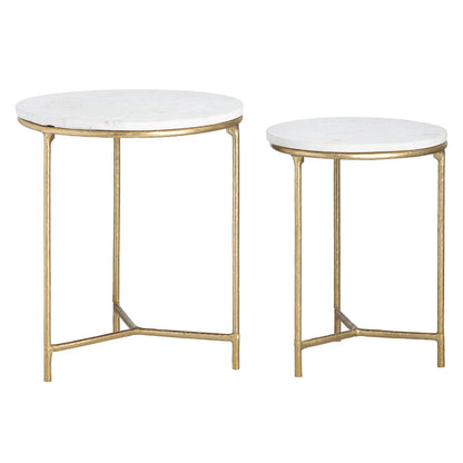 Crestview Collection - Athens 2 Piece Round White Marble Accent Nesting Tables Set - CVFNR4509 view 2