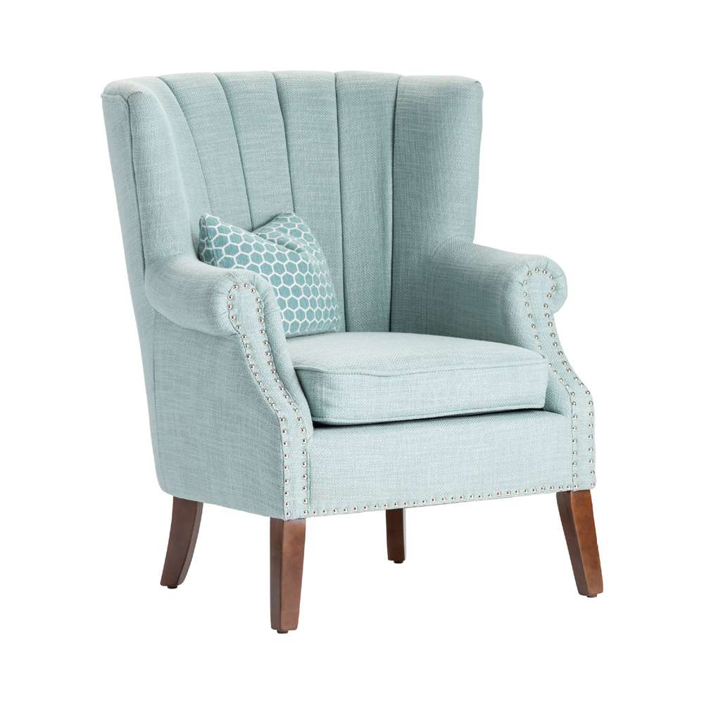 Crestview Collection - Avana Upholstered Channel Back Teal Accent Chair with Kidney Pillow - CVFZR4505 _CLOSEOUT veiw 1