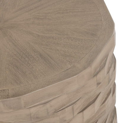 Crestview Collection - Baker Round Tan Solid Wood Accent End Table - CVFDR1221 view 2