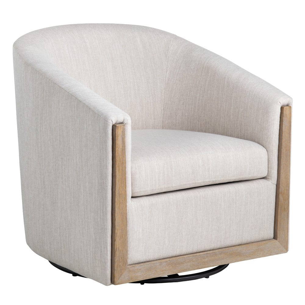 Crestview Collection - Beige Swivel Accent Arm Chair with Brown Solid Wood Frame - CVFZR5135 view 1