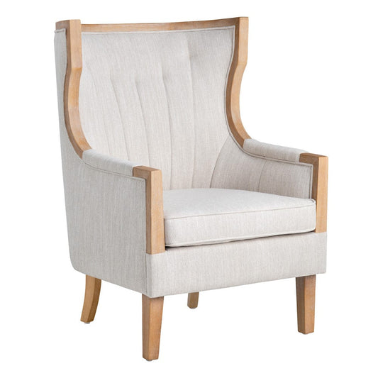 Crestview Collection - Beige Upholstered Accent Arm Chair with Tan Solid Wood Frame - CVFZR5137 view 1
