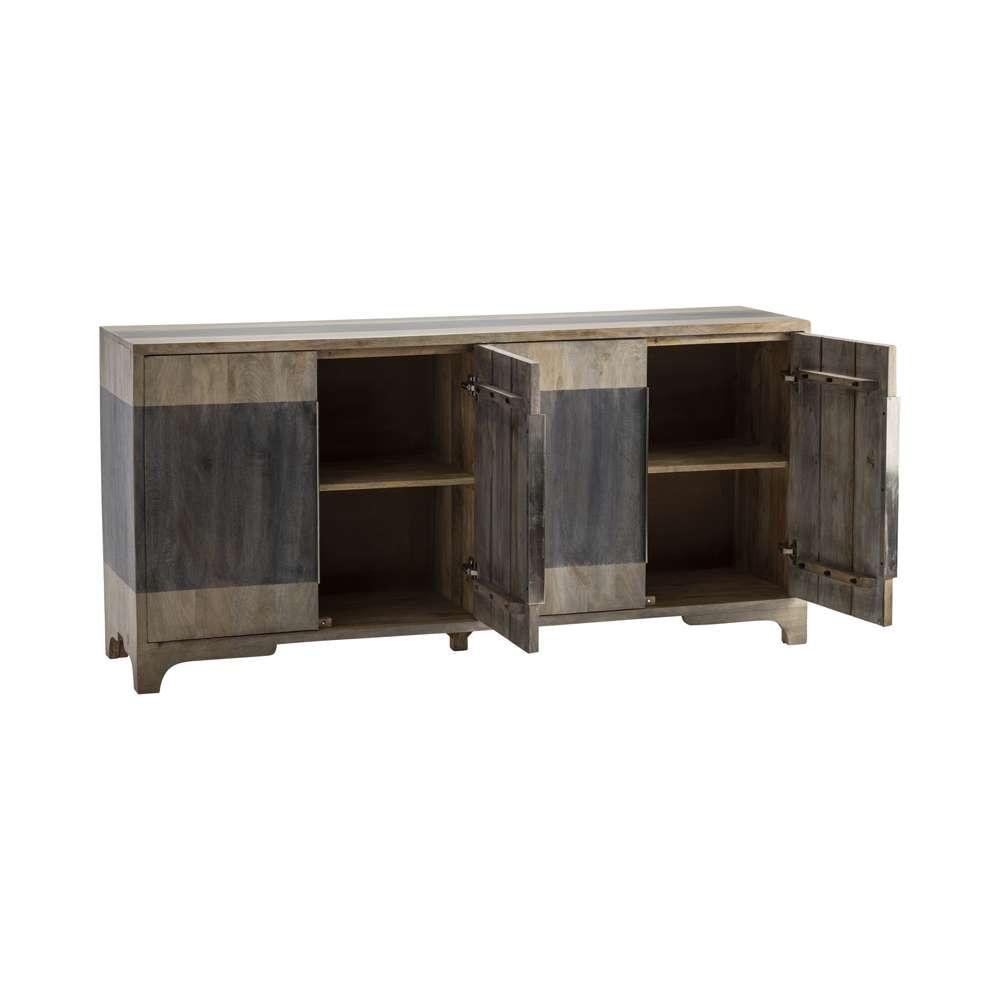 Crestview Collection - Bengal Manor 2 Tone Grey Mango Wood 4 Door Sideboard - CVFNR382 veiw 2