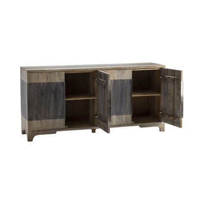 Crestview Collection - Bengal Manor 2 Tone Grey Mango Wood 4 Door Sideboard - CVFNR382 veiw 2