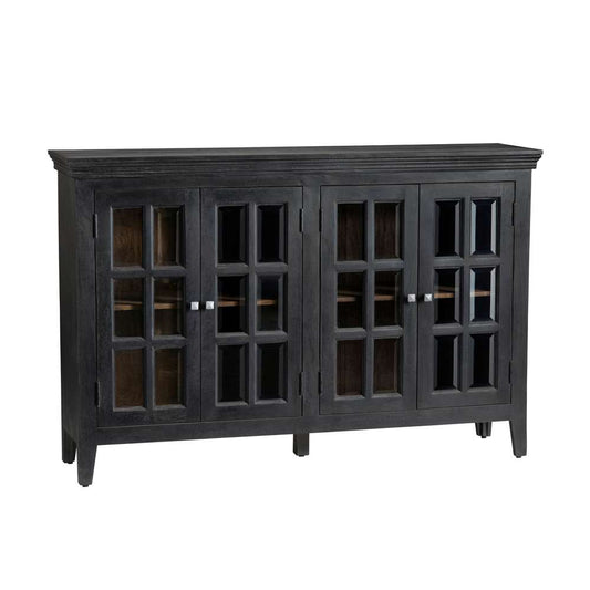 Crestview Collection - Bengal Manor Acacia Wood 4 Door Window Pane Cabinet - CVFNR453 veiw 1