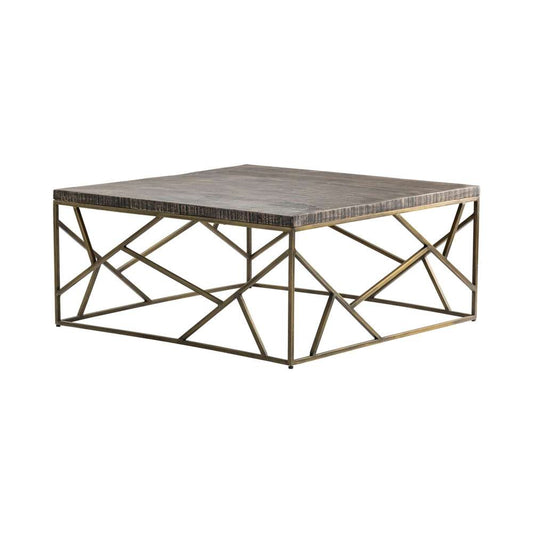 Crestview Collection - Bengal Manor Burnished Ebony Mango Wood with Crazy Cut Iron Aged Gold Square Cocktail Table - CVFNR682 veiw 1