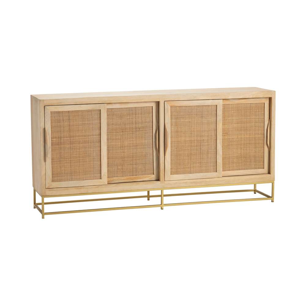 Crestview Collection - Bengal Manor Light Mango Wood 4 Sliding Door Natural Cane Sideboard - CVFNR706 veiw 1