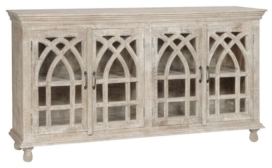 Crestview Collection - Bengal Manor Light Mango Wood Cathedral Design 4 Door Sideboard - CVFNR320 veiw 1