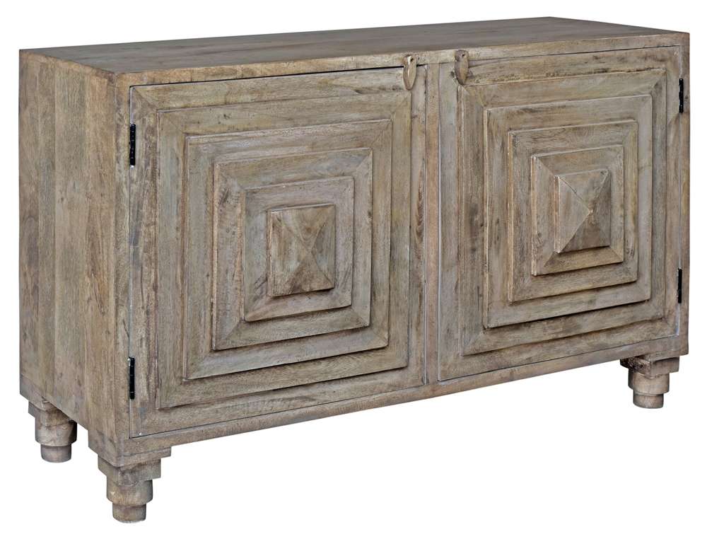 Crestview Collection - Bengal Manor Mango Wood 2 Stacked Pyramid Door Cabinet - CVFNR334 veiw 1