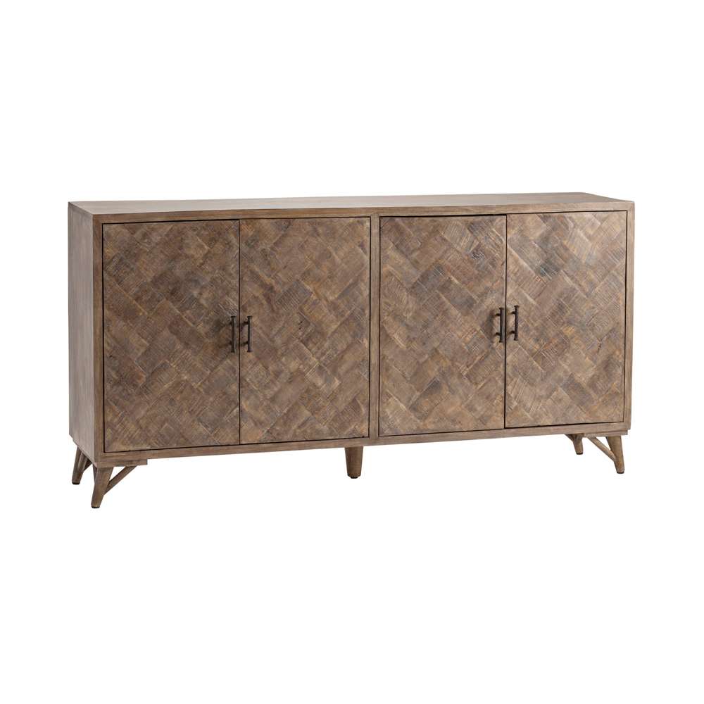 Crestview Collection - Bengal Manor Mango Wood 4 Door Heringbone Pattern Sideboard - CVFNR663 veiw 1